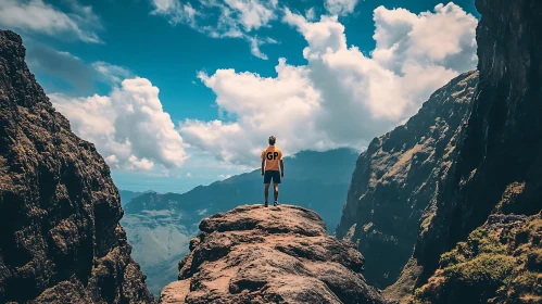 Man on Mountain Top: Scenic View