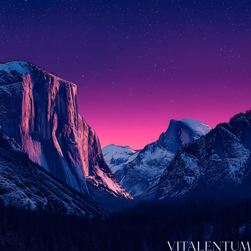 AI ART Mountain Range at Night