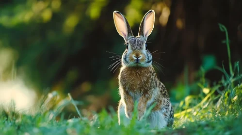 Rabbit Standing in Green Grass