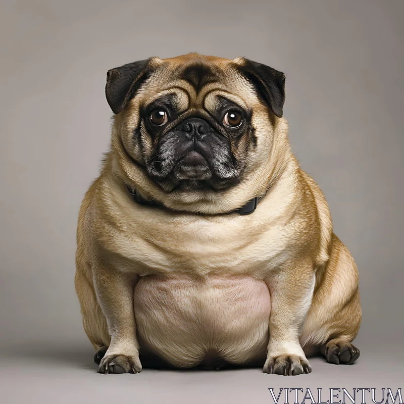 Chubby Pug Sitting AI Image