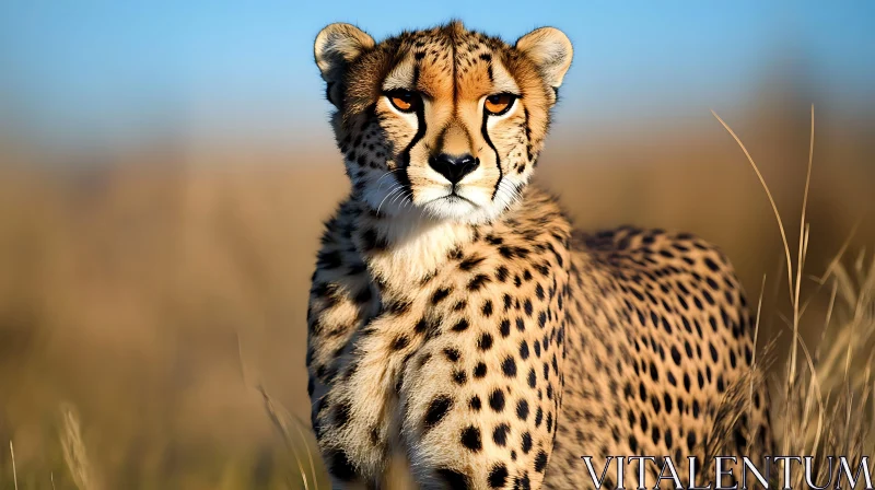 Cheetah Stare in the African Savannah AI Image