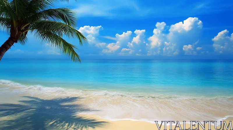 Tropical Beach Paradise with Blue Sky AI Image