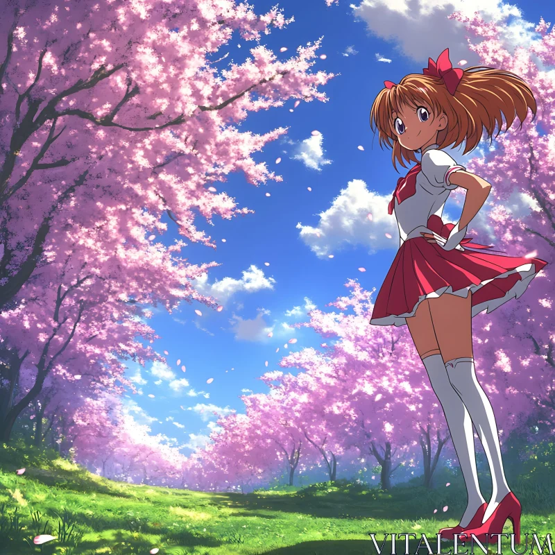 Sakura Anime Scene AI Image