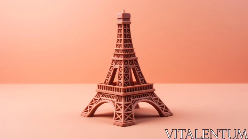 Eiffel Tower in Pink Terracotta: A Playful 3D Still-Life AI Image