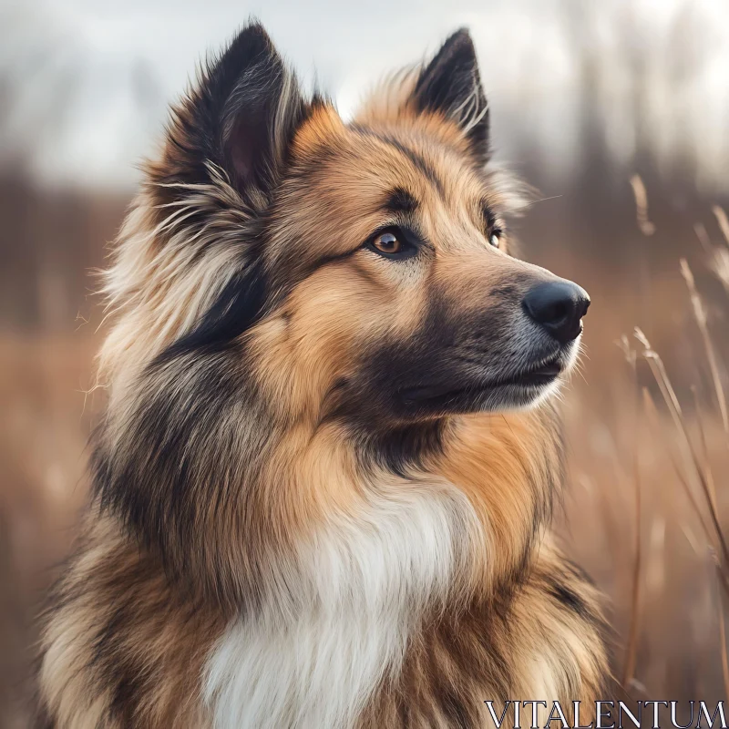 Close-Up of Dog with Fluffy Coat AI Image