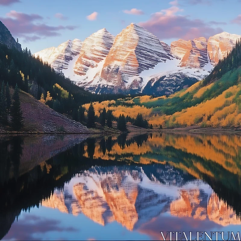 Mountains and Lake Reflection View AI Image