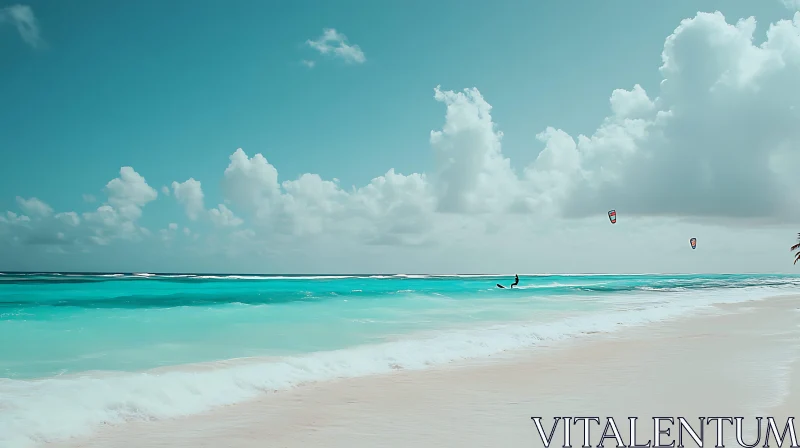 Azure Waters and White Sands Beach AI Image