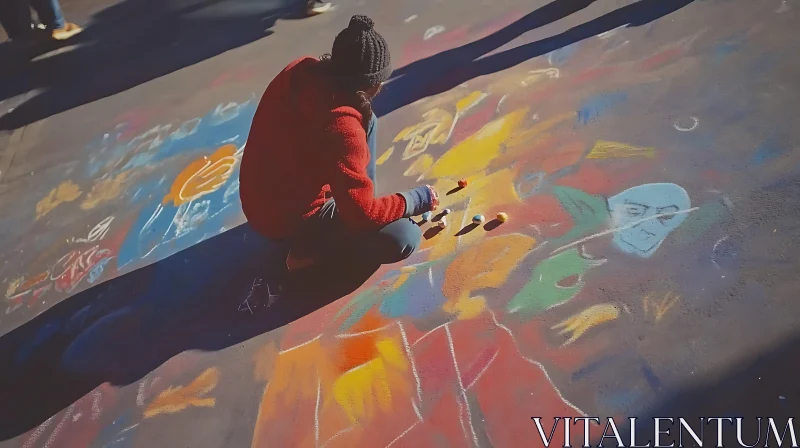 Street Chalk Drawing AI Image
