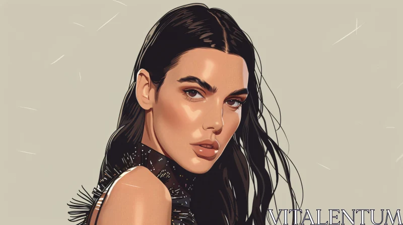 Artistic Rendering of Kendall Jenner's Portrait AI Image