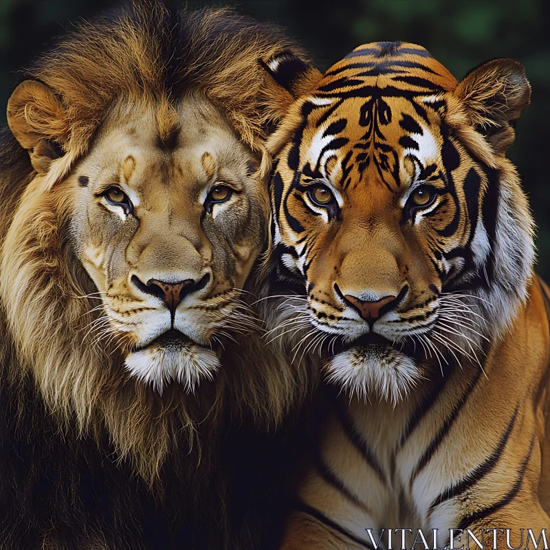 Wildlife Majesty: Lion and Tiger AI Image