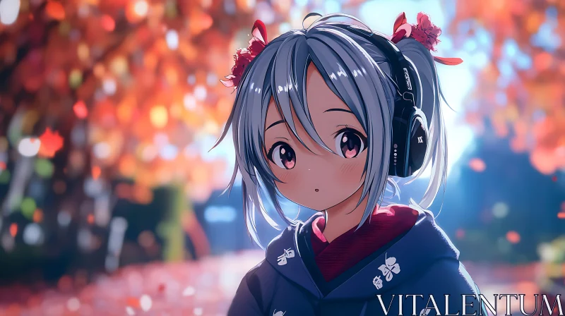 Charming Anime Girl in Autumn AI Image