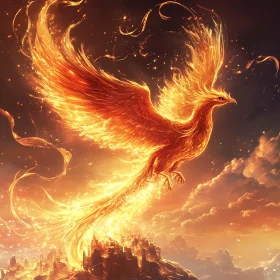 Fiery Phoenix Over the Ashes