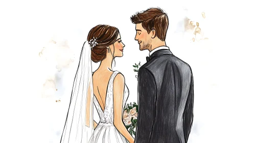 Romantic Bride and Groom Artwork