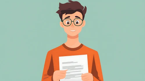 Stylized Man with Document Art