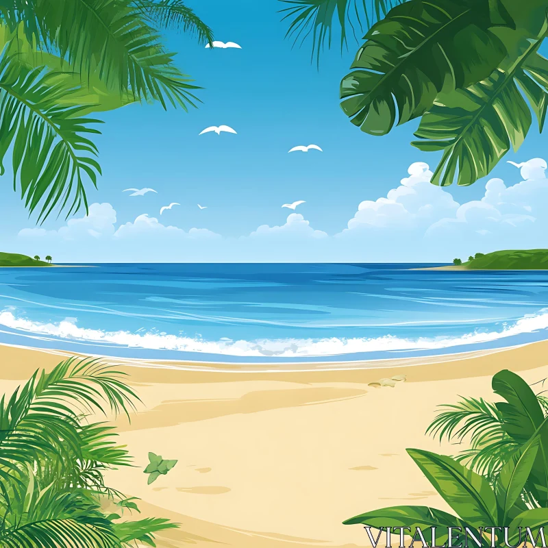 AI ART Seascape View of a Tropical Beach