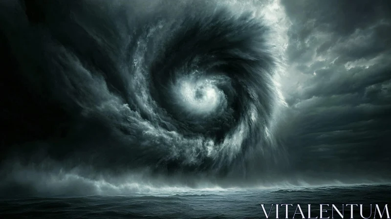 AI ART Oceanic Vortex: Swirling Storm Over the Sea