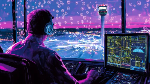 Air Traffic Controller at Night