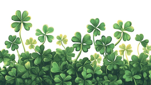 Four-Leaf Clovers Abundance Illustration