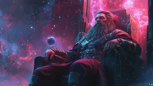 Man on Throne in Space