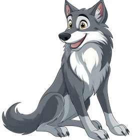 Cartoon Style Grey Wolf Image