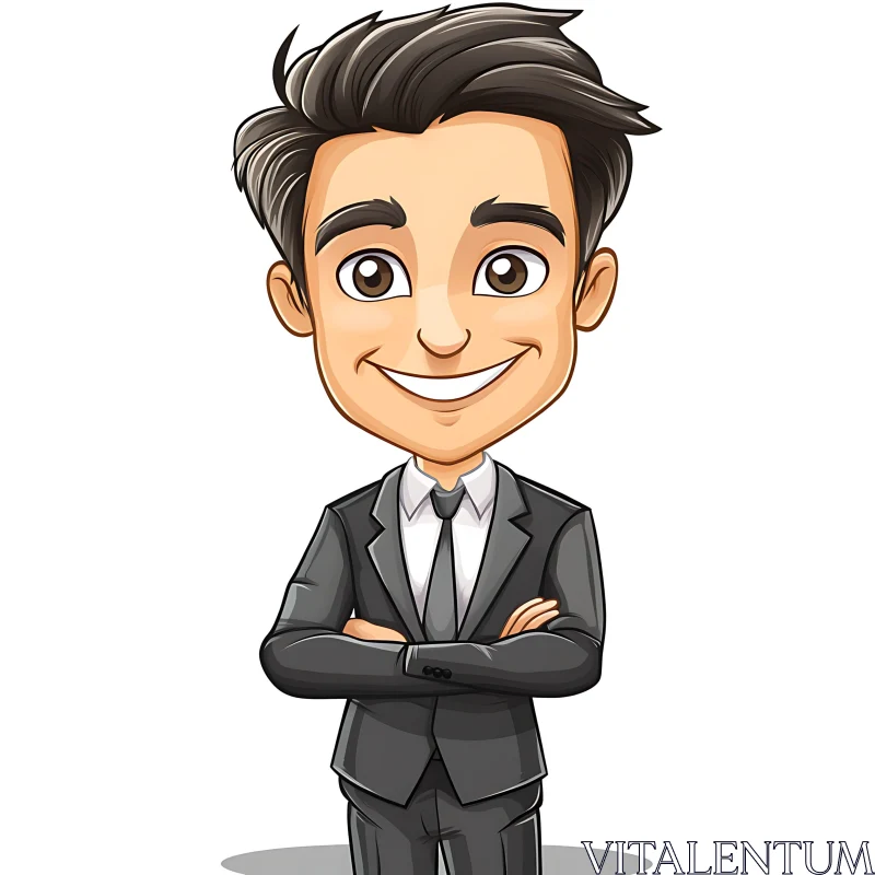 AI ART Cartoon Man in Suit Smiling