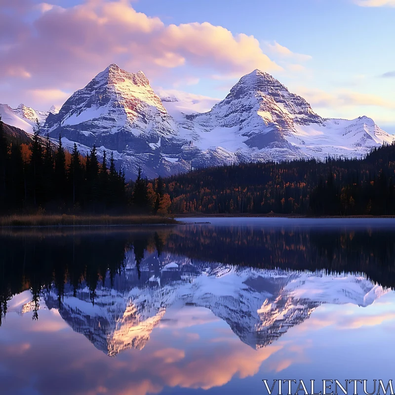 AI ART Snowy Peaks Mirrored in Lake