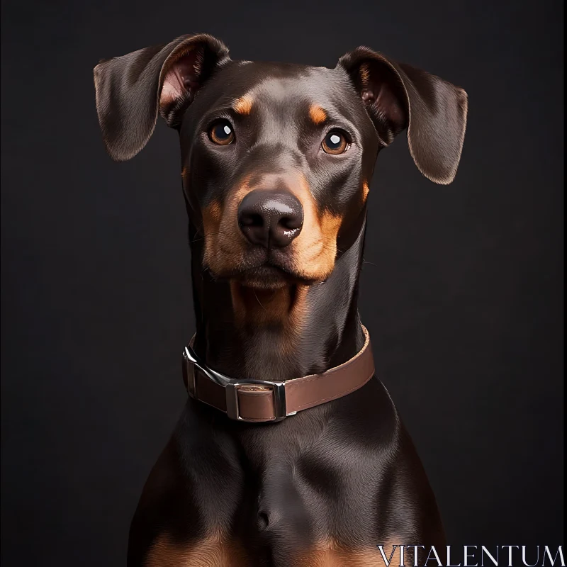 Alert Doberman Dog Portrait AI Image