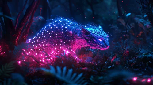 Glowing Feline in the Night