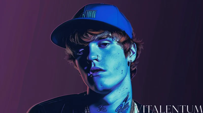 Artistic Depiction of Justin Bieber with Tattoos AI Image