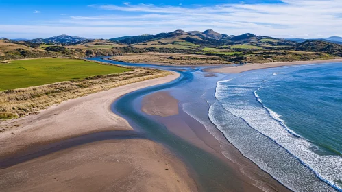 Coastal Shoreline with Pristine Beach and River