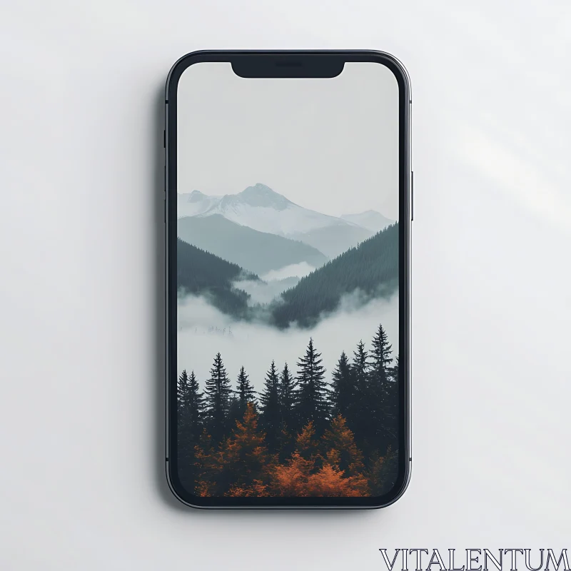 Misty Mountains and Forest Screen AI Image