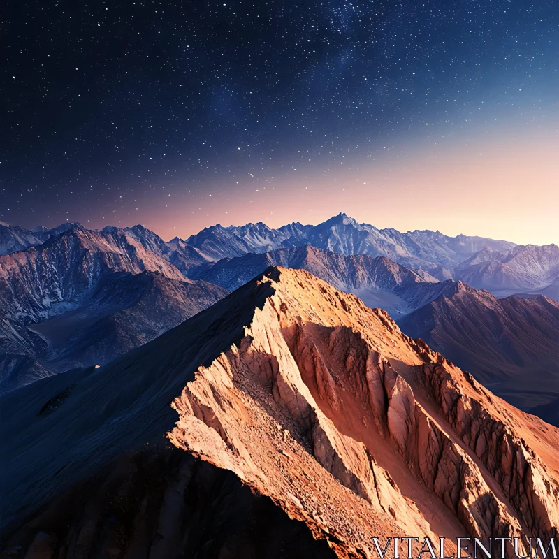 Night Over Mountain Range AI Image