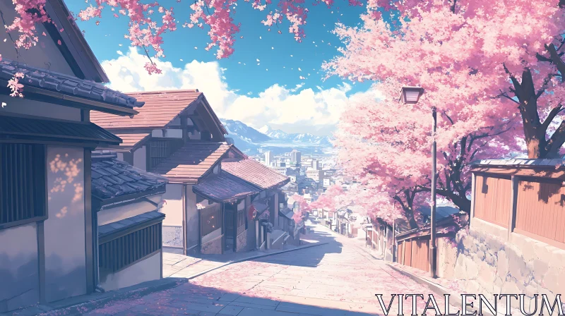 AI ART Japanese Spring Street Scene