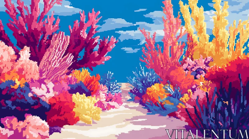 AI ART Colorful Underwater Pixel Landscape