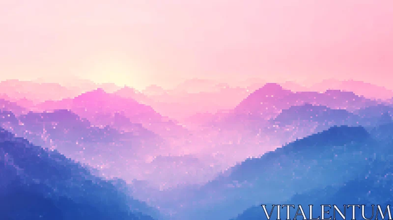 AI ART Soft Pixelated Mountain Range