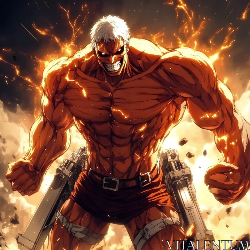 Powerful Fiery Anime Character AI Image