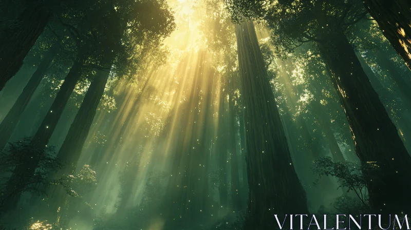 AI ART Mystical Sunlit Forest Landscape