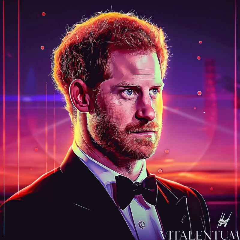 AI ART Prince Harry - Artful Profile in Tuxedo