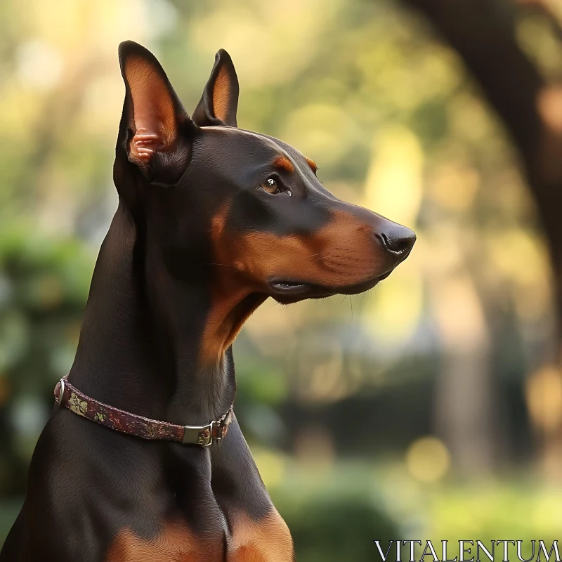 Alert Doberman Dog with Decorative Collar AI Image