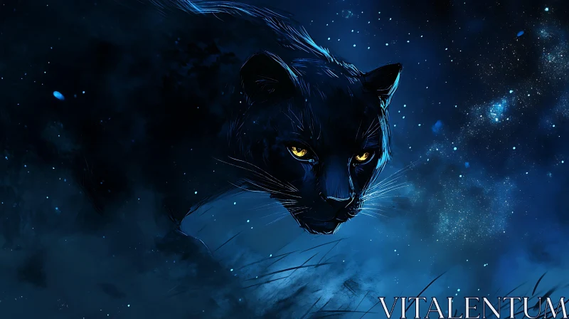 Night Predator: A Panther Portrait AI Image