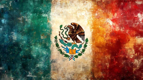 Textured Mexican Flag Patriotic Design