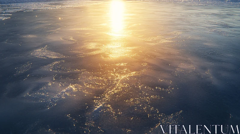 Warm Sunlight on Icy Surface AI Image