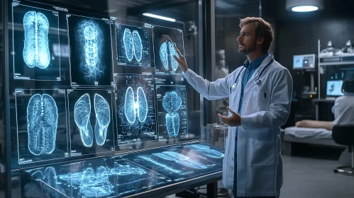 Medical Professional Examining Brain Imagery