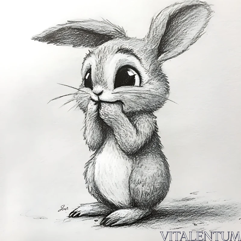 AI ART Monochrome Bunny Drawing with Expressive Eyes