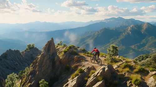 Cyclist on Mountain Trail