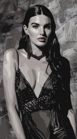 Grayscale Kendall Jenner Fashion Artwork