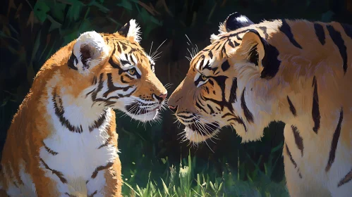 Tigers Nose to Nose, Close Encounter