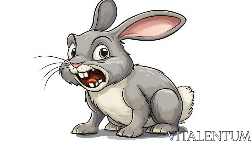 Angry Bunny Cartoon Image AI Image