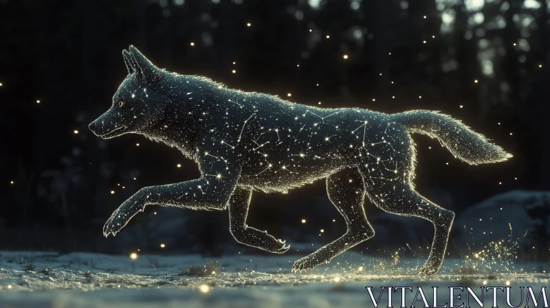 AI ART Wolf Constellation in the Night