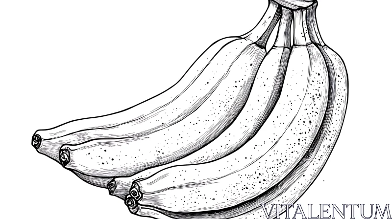 Monochrome Banana Bunch Drawing AI Image